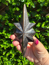 Load image into Gallery viewer, Silver Sheen Obsidian Star on Black Stand

