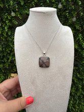 Load image into Gallery viewer, Chiastolite Square Necklace set in 925 Silver on 18 inch Trace Chain
