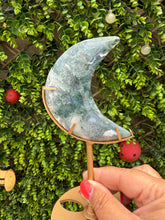 Load image into Gallery viewer, Moss Agate Moon on Stand
