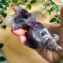 Load image into Gallery viewer, Chevron Amethyst Hand Carved Fish
