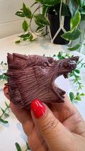 Load image into Gallery viewer, Mookaite Jasper Wolf Head with custom stand|Hand Carved

