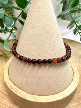 Load image into Gallery viewer, Red Tigers Eye 4mm Beaded Bracelet|Consciously Sourced|Gemstone Stretch Bracelet|Crystal Beaded Bracelet
