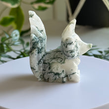 Load image into Gallery viewer, Hand Carved Moss Agate Nine Tail Fox
