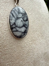 Load image into Gallery viewer, Pinolith Oval Necklace set in 925 Silver on 18 inch Trace Chain
