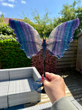 Load image into Gallery viewer, Rainbow Fluorite Butterfly Wings on Black Stand
