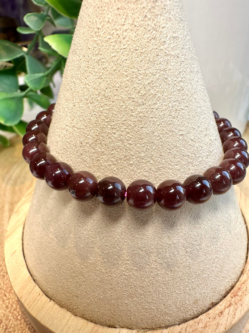 Garnet 6mm Stretch Beaded Bracelet