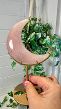 Load image into Gallery viewer, Rose Quartz Moon on Custom Gold Stand
