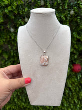 Load image into Gallery viewer, Peach Scolecite Oblong Necklace set in 925 Silver on 18 inch Trace Chain
