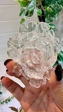 Load image into Gallery viewer, Clear Quartz Rose Carving on Custom Stand|Home Decor

