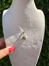 Load image into Gallery viewer, Genuine Moldavite Necklace set in 925 Silver with 18” Trace Chain
