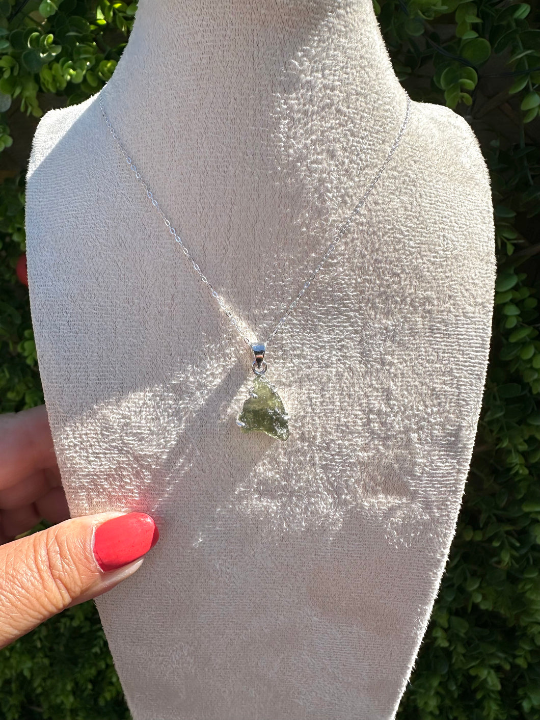 Genuine Moldavite Necklace set in 925 Silver with 18” Trace Chain