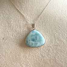 Load image into Gallery viewer, Larimar Triangle Necklace in 925 Silver with 18” Silver Trace Chain|Crystal Jewellery|Larimar Pendant
