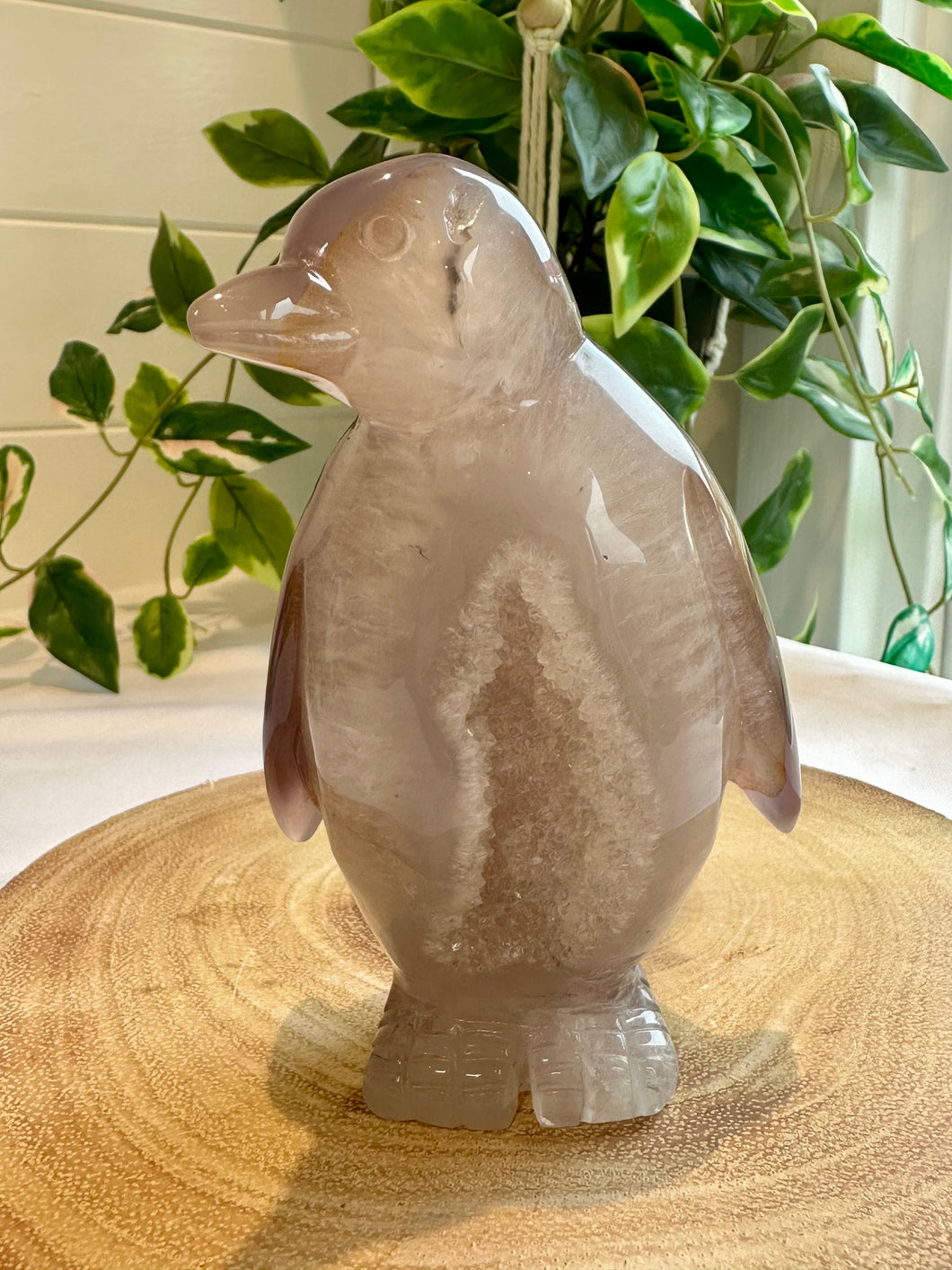 Druzy Agate Penguin Carving - Flip Flop