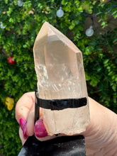 Load image into Gallery viewer, Pale Tangerine Lemurian from Brazil on Stand|Lemurian Quartz|Home Decor|Consciously Sourced|Natural Crystal|
