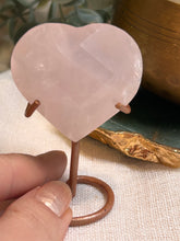 Load image into Gallery viewer, Rose Quartz Heart on Stand|Consciously Sourced|Crystal Carving|Brazil
