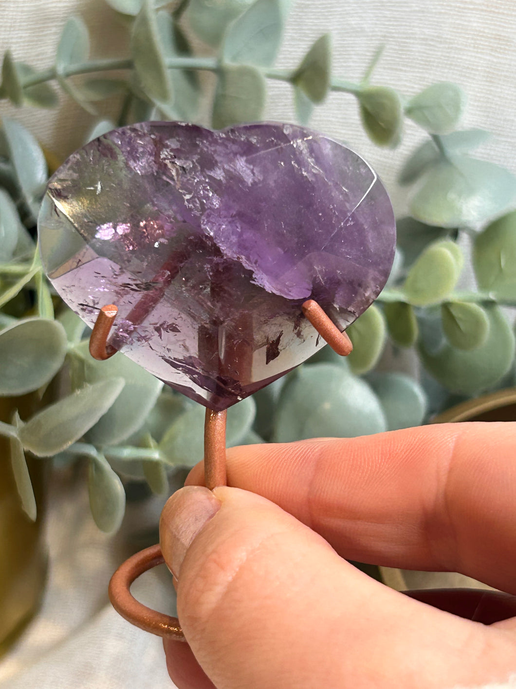 Amethyst Heart on Stand|Crystal Carving|Consciously Sourced|Brazil