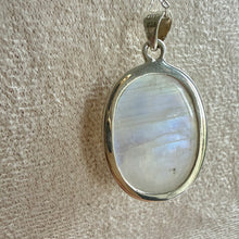 Load image into Gallery viewer, Moonstone Oval Necklace in 925 Silver with 18” Silver Trace Chain
