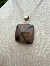 Load image into Gallery viewer, Chiastolite Square Necklace set in 925 Silver on 18 inch Trace Chain
