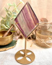 Load image into Gallery viewer, Fluorite Diamond on Stand|Consciously Sourced|Crystal Carving
