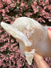 Load image into Gallery viewer, Hand Carved Flower Agate Dolphin
