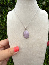 Load image into Gallery viewer, Phosphosiderite Oval Necklace set in 925 Silver on 18 inch Trace Chain
