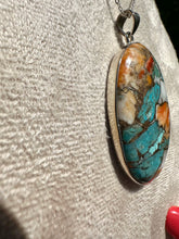 Load image into Gallery viewer, Oyster Mohave Turquoise Necklace (925 Silver) with 18” fine Silver Trace Chain
