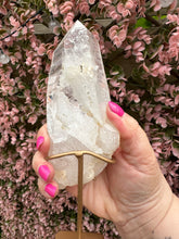 Load image into Gallery viewer, Lemurian on Stand from Brazil|Natural Lemurian|Part Polished Lemurian|Statement Crystal|Crystal Decor|Consciously Sourced
