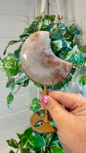 Load image into Gallery viewer, Pink Amethyst Flower Agate Moon on Custom Stand
