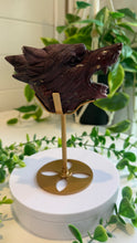 Load image into Gallery viewer, Mookaite Jasper Wolf Head with custom stand|Hand Carved
