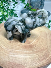 Load image into Gallery viewer, Moss Agate Elephant Carving - Bean
