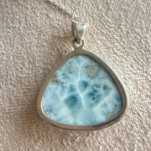 Load image into Gallery viewer, Larimar Triangle Necklace in 925 Silver with 18” Silver Trace Chain|Crystal Jewellery|Larimar Pendant

