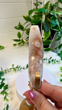 Load image into Gallery viewer, Pink Amethyst Flower Agate Moon on Custom Stand
