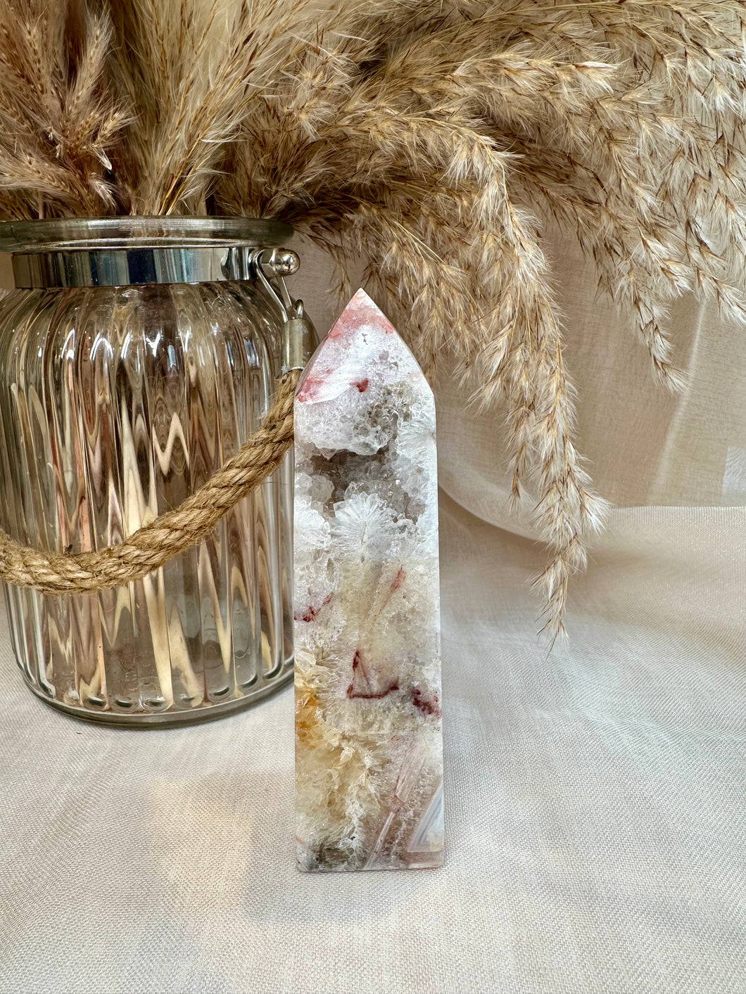 Pink Amethyst with Quartz Point from Brazil|Consciously Sourced Crystals| Natural Pink Amethest|Home Decor|Pink Amethyst Tower