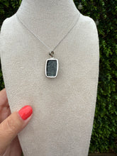 Load image into Gallery viewer, Preseli Bluestone Oblong Necklace set in 925 Silver on 18 inch Trace Chain
