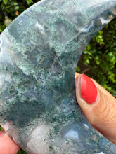 Load image into Gallery viewer, Moss Agate Moon on Stand
