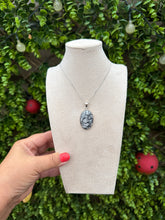 Load image into Gallery viewer, Pinolith Oval Necklace set in 925 Silver on 18 inch Trace Chain
