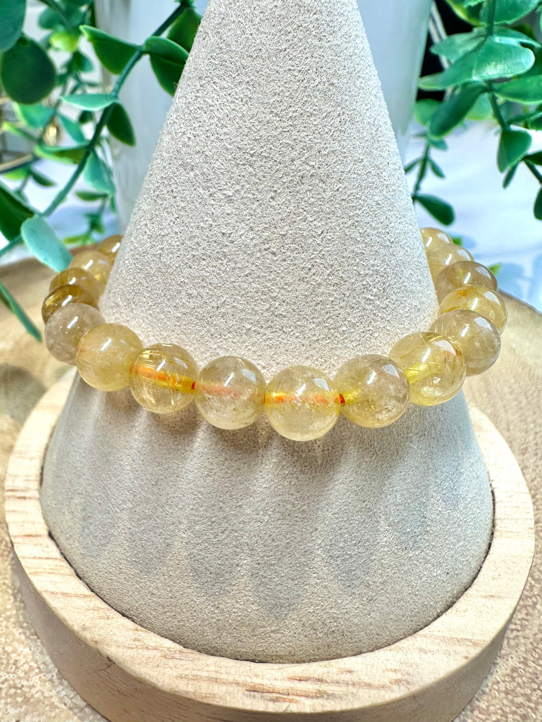 Golden Rutile 8mm Beaded Bracelet|Consciously Sourced|Gemstone Stretch Bracelet|Crystal Beaded Bracelet