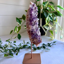 Load image into Gallery viewer, Stunning Amethyst Cluster on Pink Amethyst Matrix from Brazil with Custom Gold Stand
