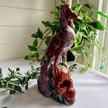 Load image into Gallery viewer, Ocean Jasper Skull with Phoenix|Home Decor|Crystal Decor
