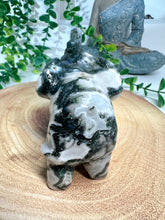 Load image into Gallery viewer, Moss Agate Elephant Carving - Mocha
