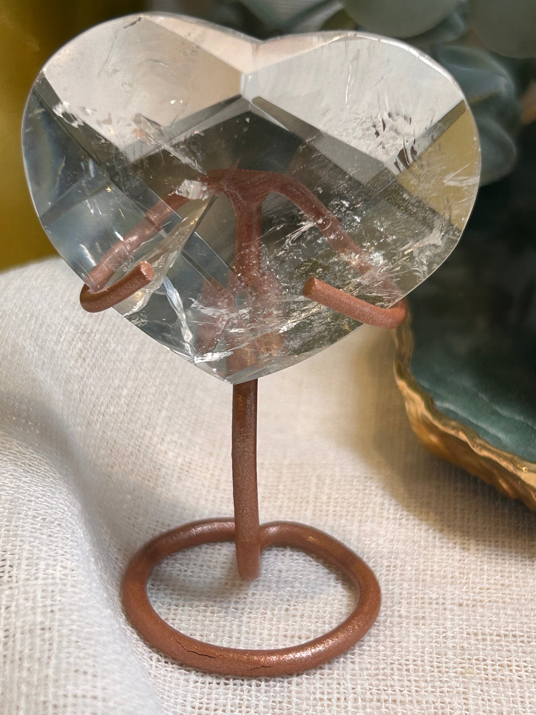 Clear Quartz Heart on Stand|Crystal Carving|Consciously Sourced|Brazil