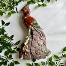 Load image into Gallery viewer, Ocean Jasper Skull with Phoenix|Home Decor|Crystal Decor
