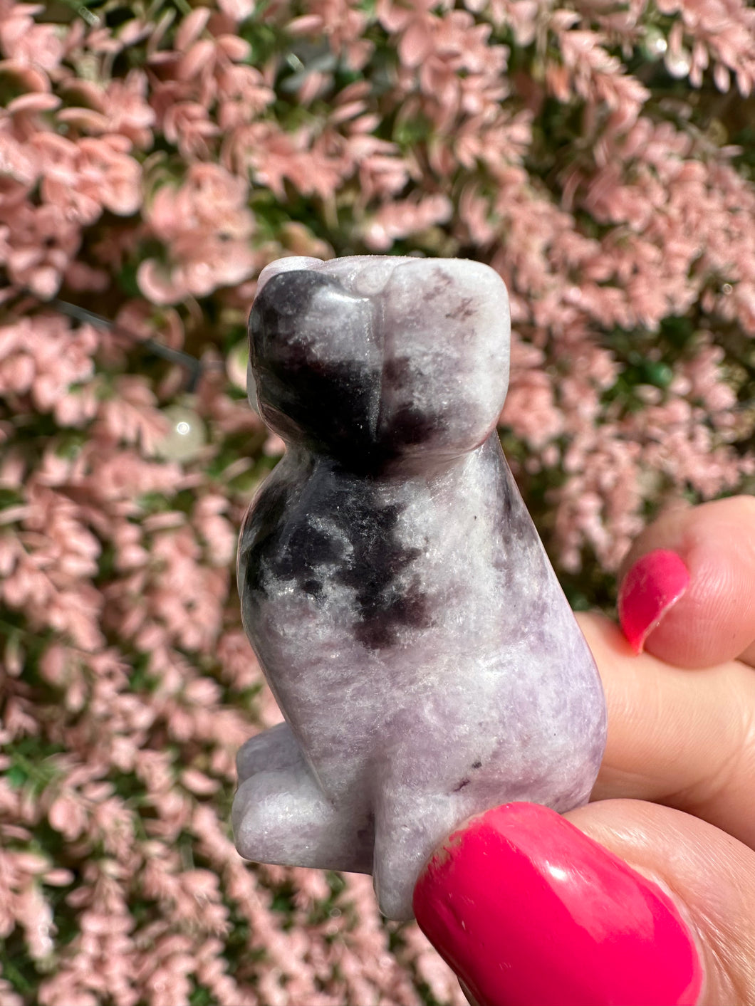 Lepidolite Dog Carving|Natural Lepidolite|Crystal Carving|Ethically Sourced