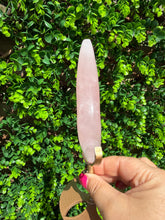 Load image into Gallery viewer, Rose Quartz Moon on Custom Gold Stand
