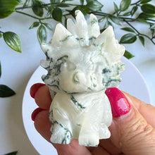 Load image into Gallery viewer, Hand Carved Moss Agate Nine Tail Fox
