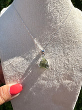 Load image into Gallery viewer, Genuine Moldavite Necklace set in 925 Silver with 18” Trace Chain
