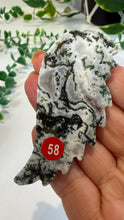 Load image into Gallery viewer, Moss Agate Wings on Stand

