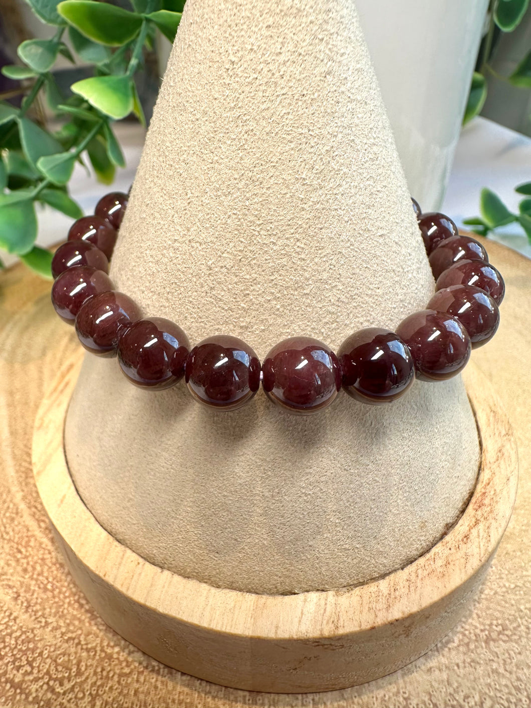 Garnet 9mm Stretch Beaded Bracelet