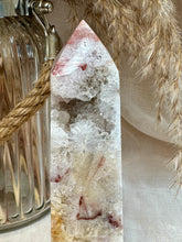 Load image into Gallery viewer, Pink Amethyst with Quartz Point from Brazil|Consciously Sourced Crystals| Natural Pink Amethest|Home Decor|Pink Amethyst Tower
