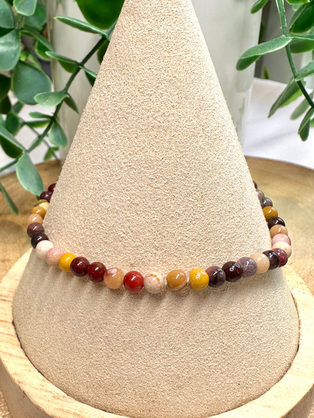 Mookaite 4mm Beaded Bracelet|Consciously Sourced|Gemstone Stretch Bracelet|Crystal Beaded Bracelet